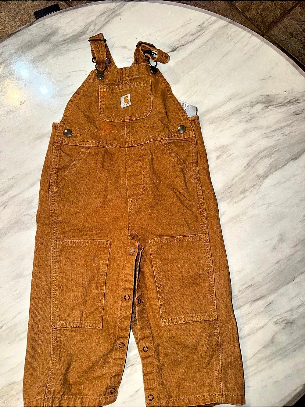 Carhartt Infant/Toddler Washed Cotton Canvas Bib Overall Brown 24 Months *READ